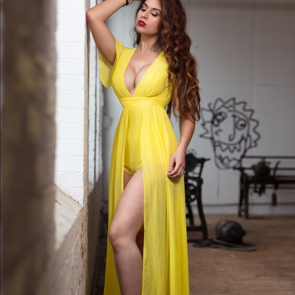 Yellow jumper maxi dress